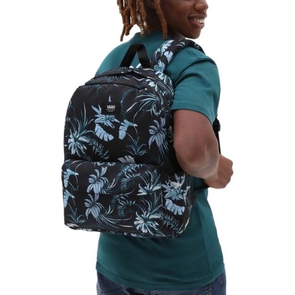 🎒SCHOOL SALE🎒Vans Old Skool H2O Backpack Black Flower Laptop Bag VN0A5E2S0ZB - Picture 1 of 10